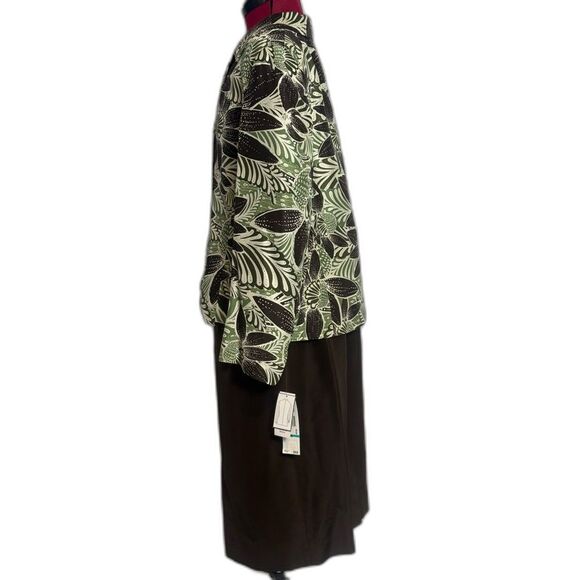 NWT Kasper Skirt Suit 100% Silk Size 16 Forest Multi 2-Piece Set Blazer & Skirt - Picture 3 of 16